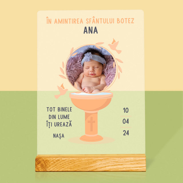 Fotografie Si Semnătură: În Amintirea Sfântului Botez - Imprimare Pe Sticlă Acrilică (Verticală)