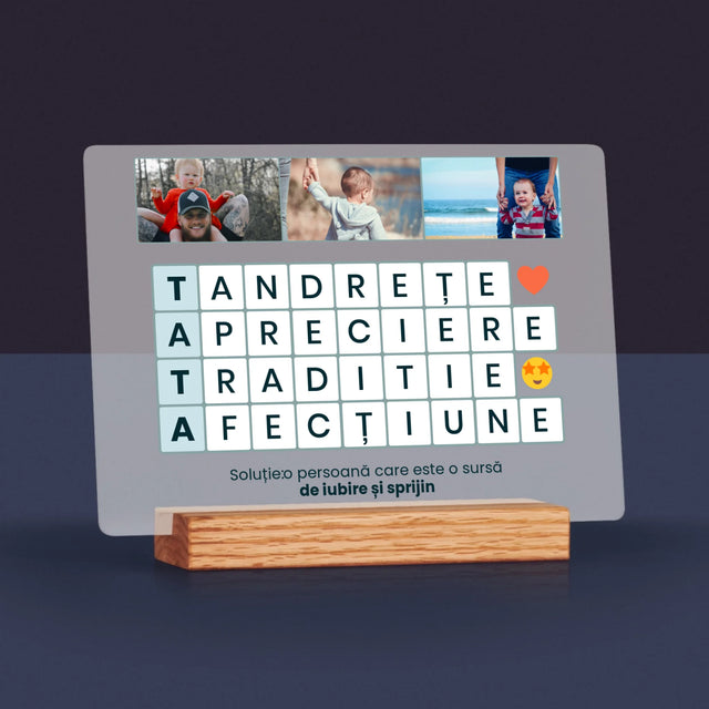 Fotografie Si Semnătură: Tata Rebus - Imprimare Pe Sticlă Acrilică (Horizontală)