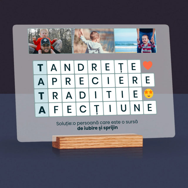 Fotografie Si Semnătură: Tata Rebus - Imprimare Pe Sticlă Acrilică (Horizontală)