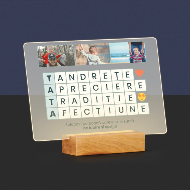 Fotografie Si Semnătură: Tata Rebus - Imprimare Pe Sticlă Acrilică (Horizontală)