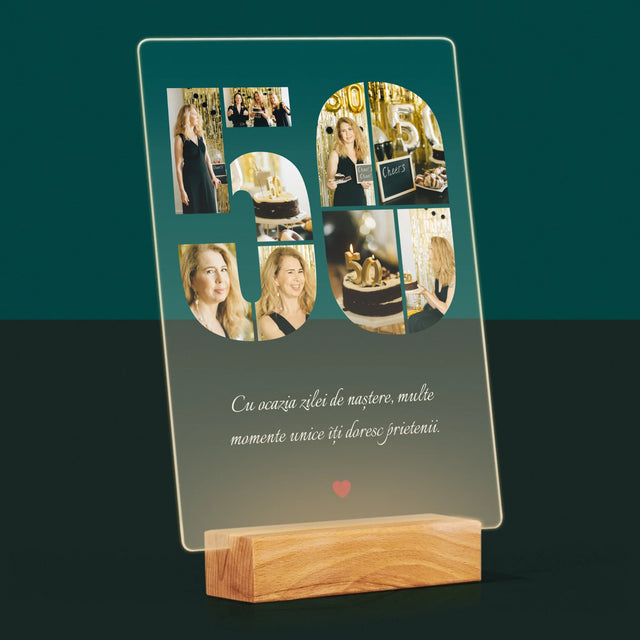 Formă Din Fotografii: A 50 Zi De Naștere - Imprimare Pe Sticlă Acrilică (Verticală)