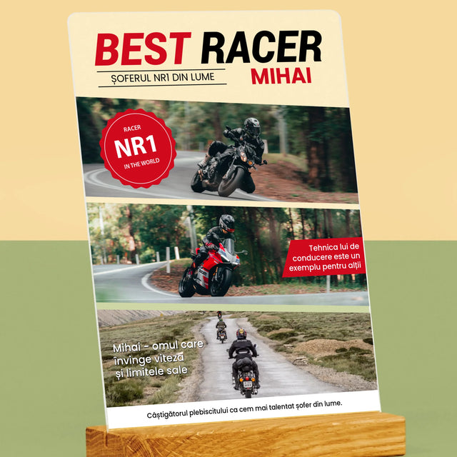 Copertă Derevistă: Best Racer - Imprimare Pe Sticlă Acrilică (Verticală)