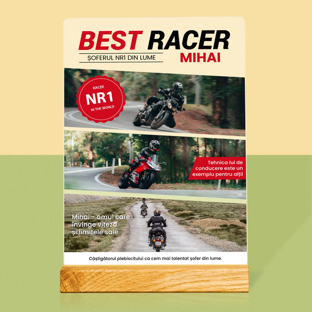 Copertă Derevistă: Best Racer - Imprimare Pe Sticlă Acrilică (Verticală)