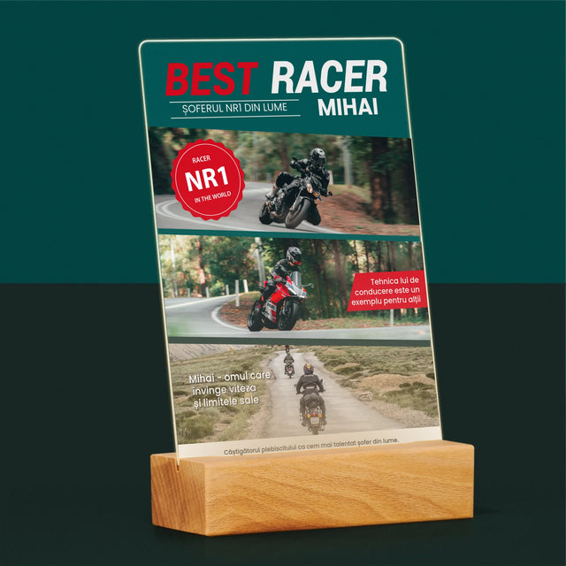Copertă Derevistă: Best Racer - Imprimare Pe Sticlă Acrilică (Verticală)