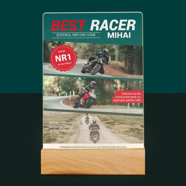 Copertă Derevistă: Best Racer - Imprimare Pe Sticlă Acrilică (Verticală)
