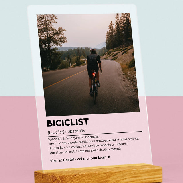 Fotografie Si Semnătură: Ciclist Definiție - Imprimare Pe Sticlă Acrilică (Verticală)