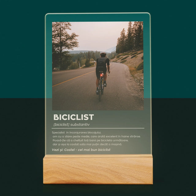 Fotografie Si Semnătură: Ciclist Definiție - Imprimare Pe Sticlă Acrilică (Verticală)