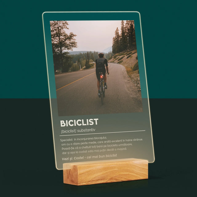 Fotografie Si Semnătură: Ciclist Definiție - Imprimare Pe Sticlă Acrilică (Verticală)