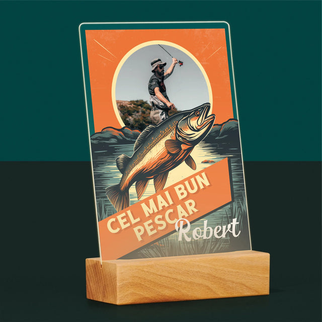 Fotografie Si Semnătură: Cel Mai Bun Pescar - Imprimare Pe Sticlă Acrilică (Verticală)