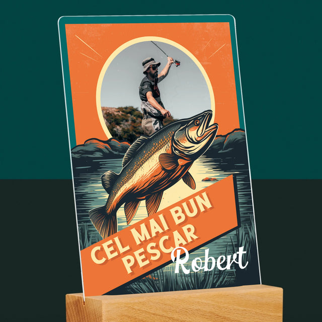 Fotografie Si Semnătură: Cel Mai Bun Pescar - Imprimare Pe Sticlă Acrilică (Verticală)