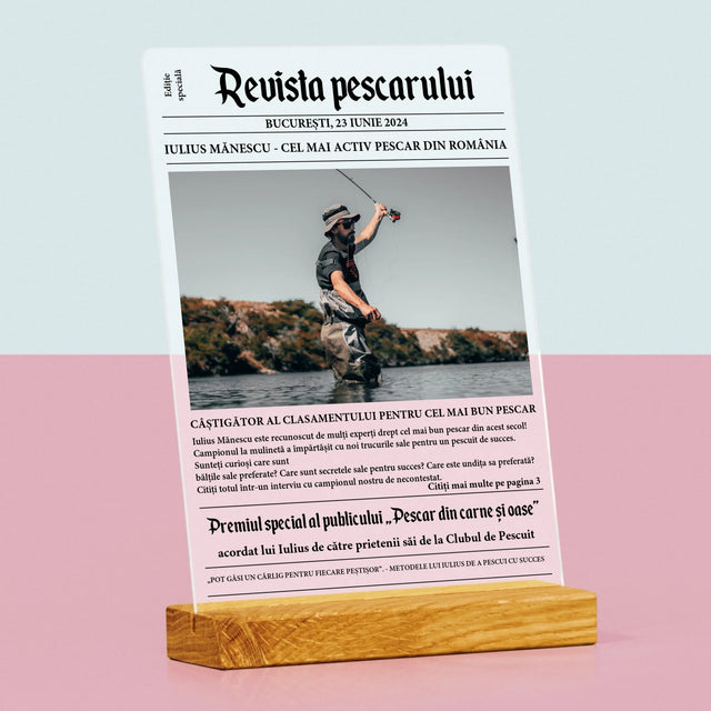 Fotografie Si Semnătură: Revista Pescarului - Imprimare Pe Sticlă Acrilică (Verticală)