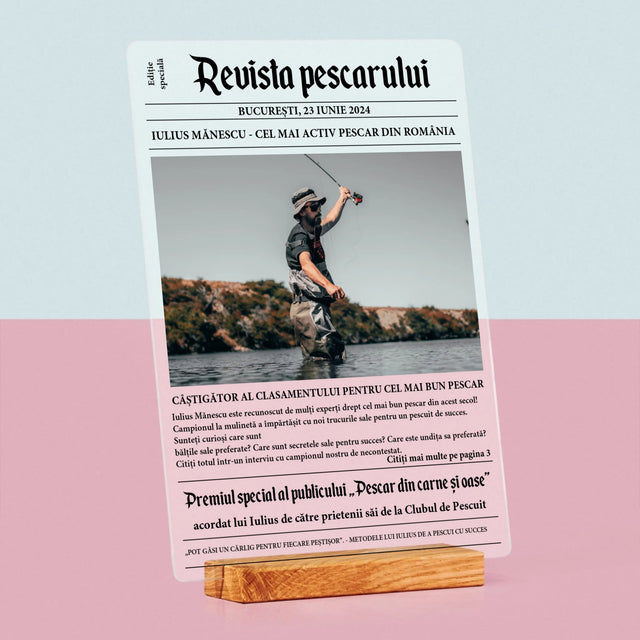Fotografie Si Semnătură: Revista Pescarului - Imprimare Pe Sticlă Acrilică (Verticală)