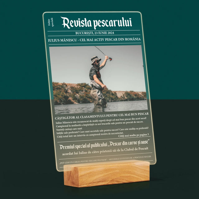 Fotografie Si Semnătură: Revista Pescarului - Imprimare Pe Sticlă Acrilică (Verticală)