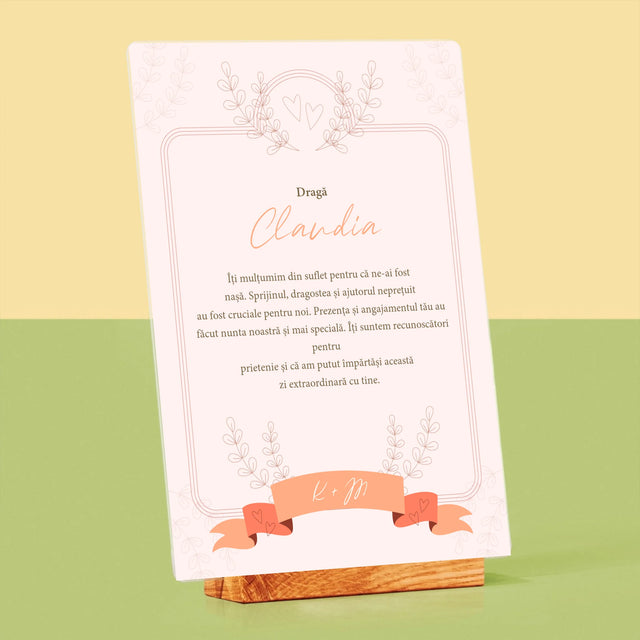 Numele Și Semnătura: Mulțumiri Pentru Nașă - Imprimare Pe Sticlă Acrilică (Verticală)