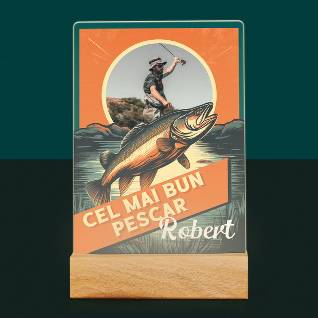 Fotografie Si Semnătură: Cel Mai Bun Pescar - Imprimare Pe Sticlă Acrilică (Verticală)