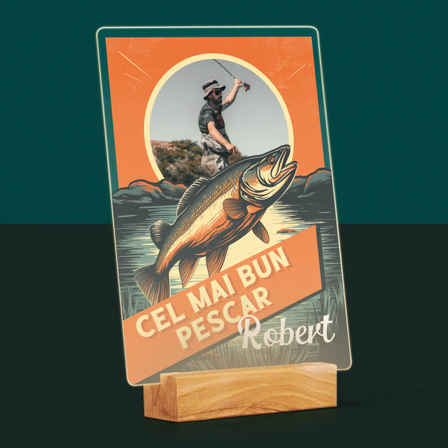 Fotografie Si Semnătură: Cel Mai Bun Pescar - Imprimare Pe Sticlă Acrilică (Verticală)