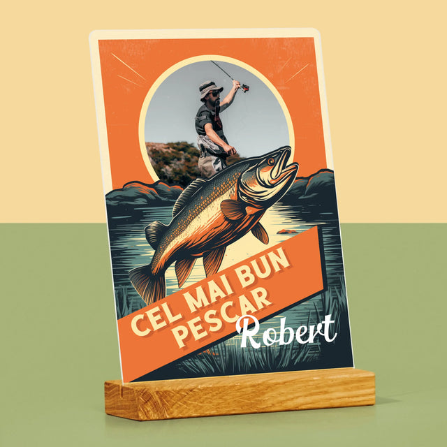 Fotografie Si Semnătură: Cel Mai Bun Pescar - Imprimare Pe Sticlă Acrilică (Verticală)