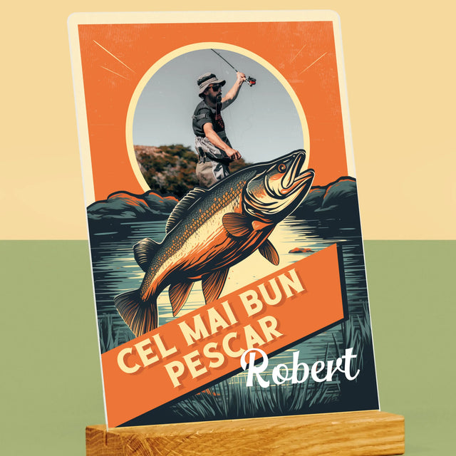 Fotografie Si Semnătură: Cel Mai Bun Pescar - Imprimare Pe Sticlă Acrilică (Verticală)