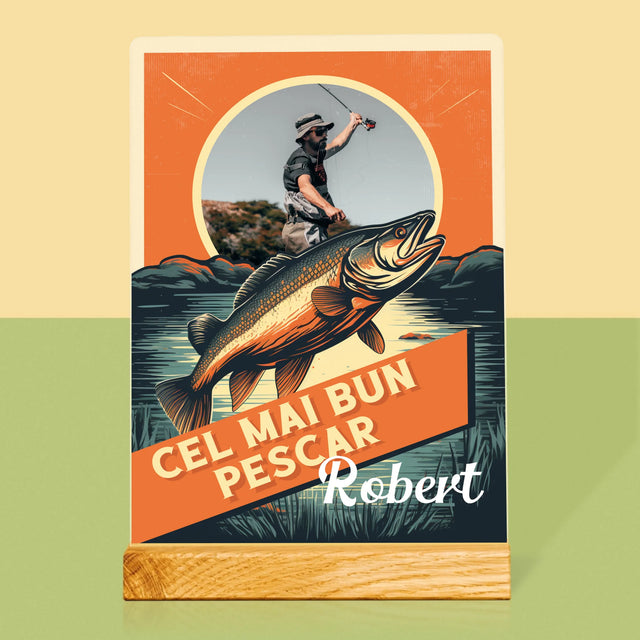 Fotografie Si Semnătură: Cel Mai Bun Pescar - Imprimare Pe Sticlă Acrilică (Verticală)