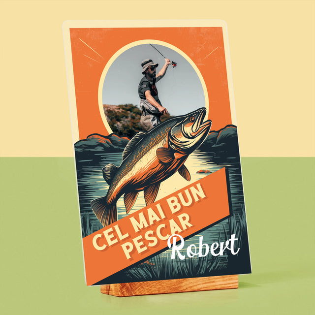 Fotografie Si Semnătură: Cel Mai Bun Pescar - Imprimare Pe Sticlă Acrilică (Verticală)