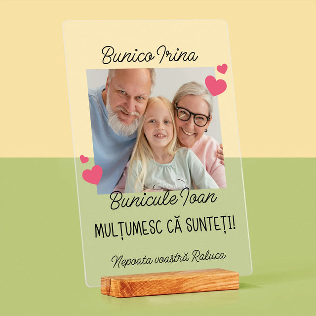 Fotografie Si Semnătură: Mulțumiri Pentru Bunici - Imprimare Pe Sticlă Acrilică (Verticală)