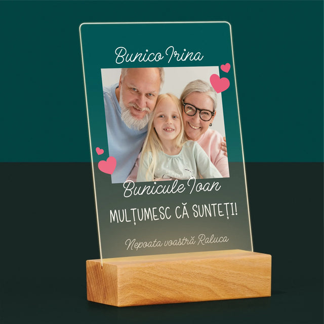 Fotografie Si Semnătură: Mulțumiri Pentru Bunici - Imprimare Pe Sticlă Acrilică (Verticală)