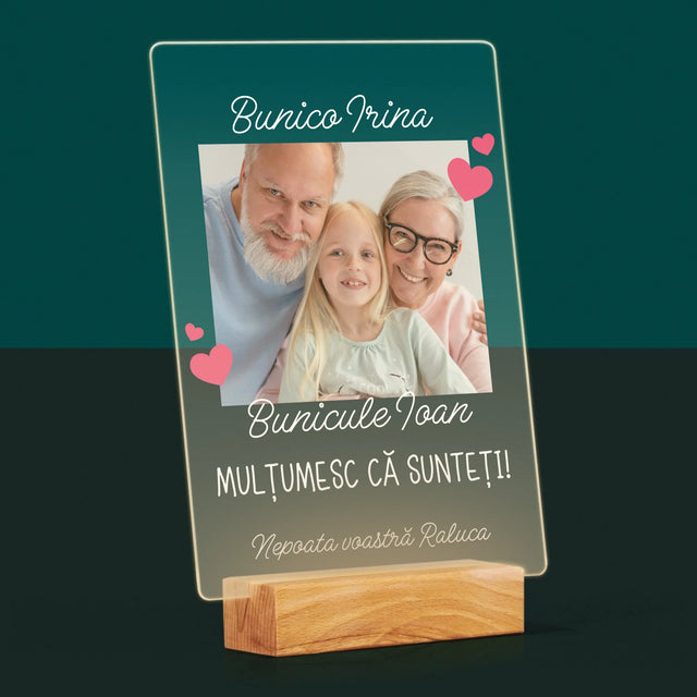 Fotografie Si Semnătură: Mulțumiri Pentru Bunici - Imprimare Pe Sticlă Acrilică (Verticală)