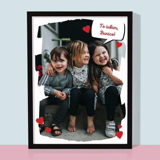 Fotografie Si Semnătură: Pentru Bunica Noastră Dragă - Imprimare Cu Ramă 30X40 (Verticală)