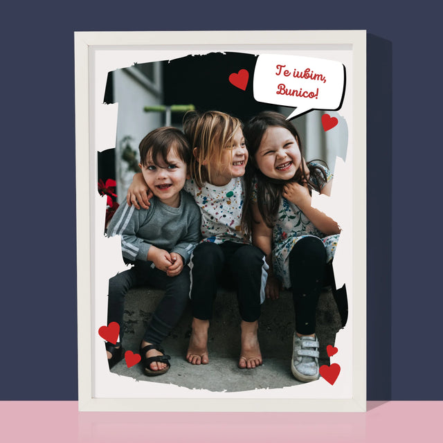 Fotografie Si Semnătură: Pentru Bunica Noastră Dragă - Imprimare Cu Ramă 30X40 (Verticală)
