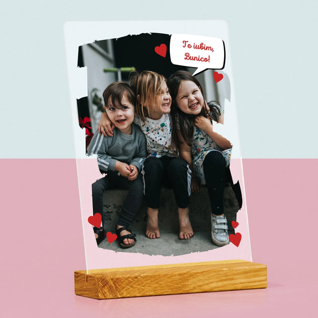 Fotografie Si Semnătură: Pentru Bunica Noastră Dragă - Imprimare Pe Sticlă Acrilică (Verticală)