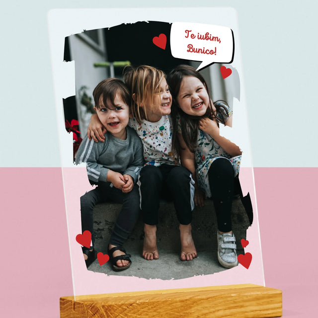 Fotografie Si Semnătură: Pentru Bunica Noastră Dragă - Imprimare Pe Sticlă Acrilică (Verticală)