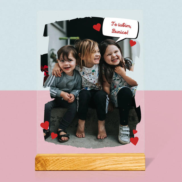 Fotografie Si Semnătură: Pentru Bunica Noastră Dragă - Imprimare Pe Sticlă Acrilică (Verticală)