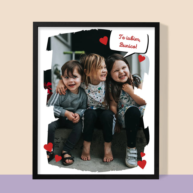 Fotografie Si Semnătură: Pentru Bunica Noastră Dragă - Imprimare Cu Ramă 30X40 (Verticală)