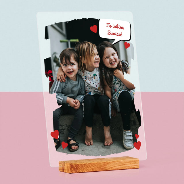 Fotografie Si Semnătură: Pentru Bunica Noastră Dragă - Imprimare Pe Sticlă Acrilică (Verticală)