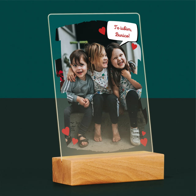 Fotografie Si Semnătură: Pentru Bunica Noastră Dragă - Imprimare Pe Sticlă Acrilică (Verticală)