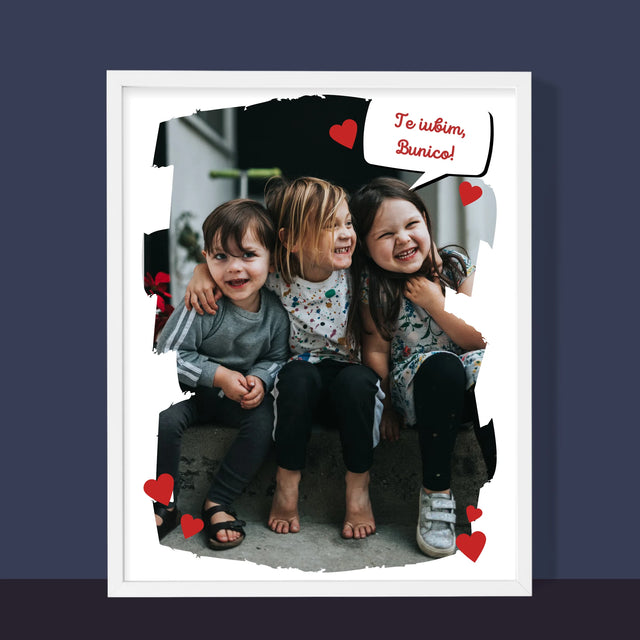 Fotografie Si Semnătură: Pentru Bunica Noastră Dragă - Imprimare Cu Ramă 30X40 (Verticală)