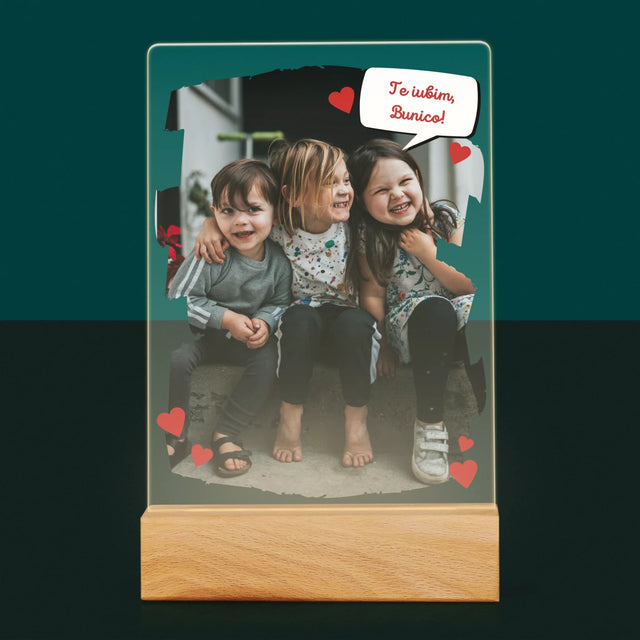 Fotografie Si Semnătură: Pentru Bunica Noastră Dragă - Imprimare Pe Sticlă Acrilică (Verticală)