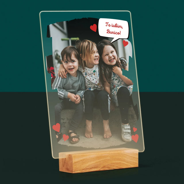 Fotografie Si Semnătură: Pentru Bunica Noastră Dragă - Imprimare Pe Sticlă Acrilică (Verticală)