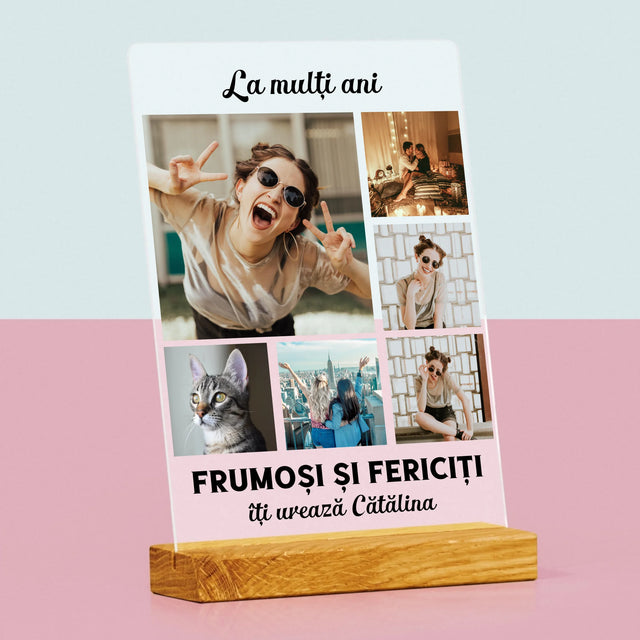 Colaj De Fotografii: Colaj De Fotografii Pentru Aniversare - Imprimare Pe Sticlă Acrilică (Verticală)