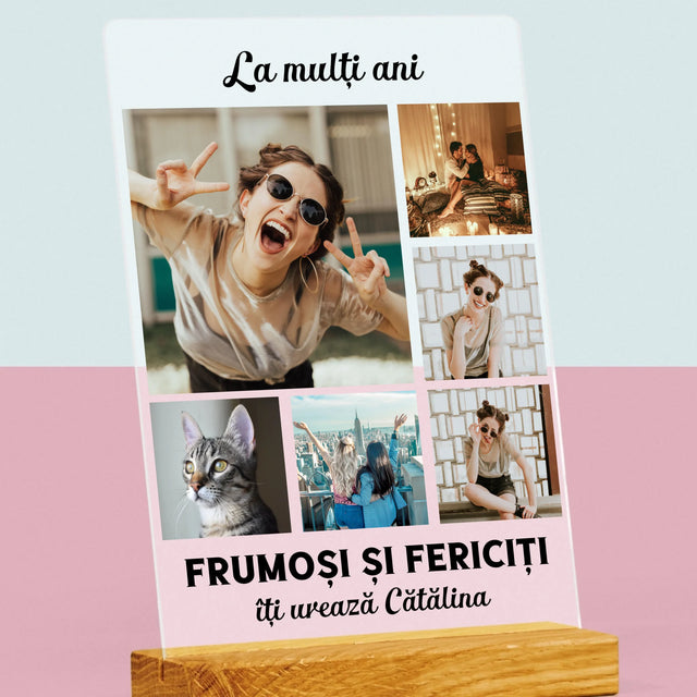 Colaj De Fotografii: Colaj De Fotografii Pentru Aniversare - Imprimare Pe Sticlă Acrilică (Verticală)