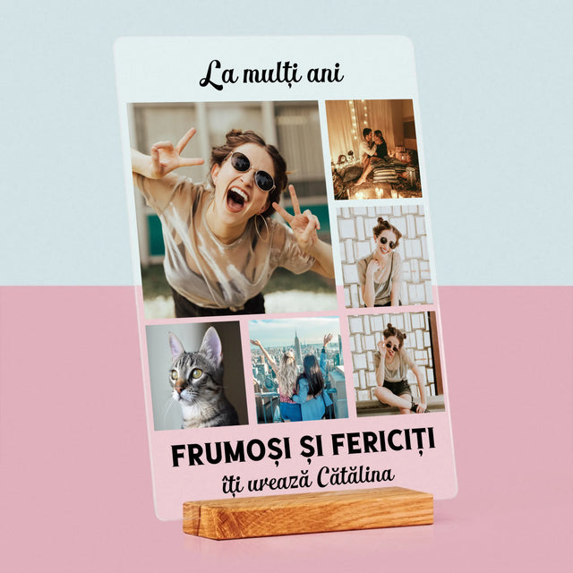 Colaj De Fotografii: Colaj De Fotografii Pentru Aniversare - Imprimare Pe Sticlă Acrilică (Verticală)