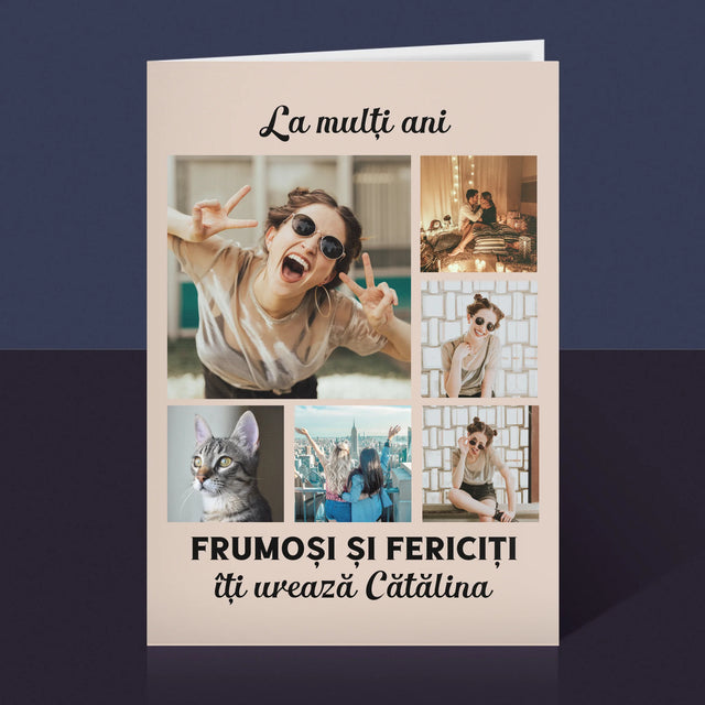 Colaj De Fotografii: Colaj De Fotografii Pentru Aniversare - Card Cu Felicitări