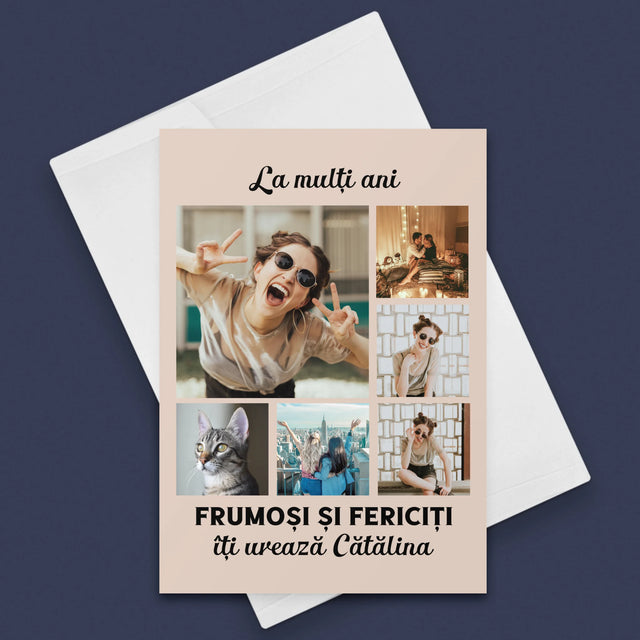 Colaj De Fotografii: Colaj De Fotografii Pentru Aniversare - Card Cu Felicitări