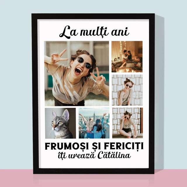 Colaj De Fotografii: Colaj De Fotografii Pentru Aniversare - Imprimare Cu Ramă 30X40 (Verticală)