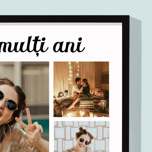 Colaj De Fotografii: Colaj De Fotografii Pentru Aniversare - Imprimare Cu Ramă 30X40 (Verticală)