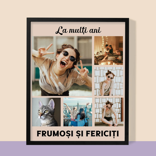 Colaj De Fotografii: Colaj De Fotografii Pentru Aniversare - Imprimare Cu Ramă 30X40 (Verticală)