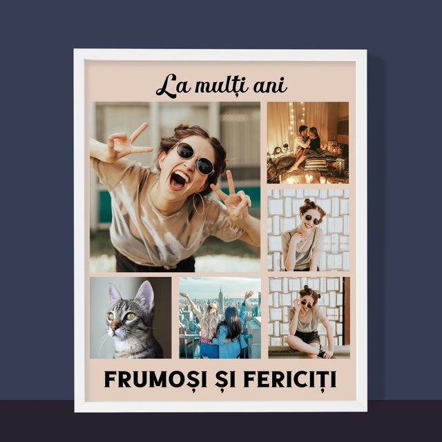 Colaj De Fotografii: Colaj De Fotografii Pentru Aniversare - Imprimare Cu Ramă 30X40 (Verticală)