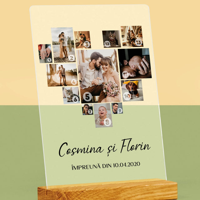 Colaj De Fotografii: Inimă - Colaj Din Fotografii - Imprimare Pe Sticlă Acrilică (Verticală)