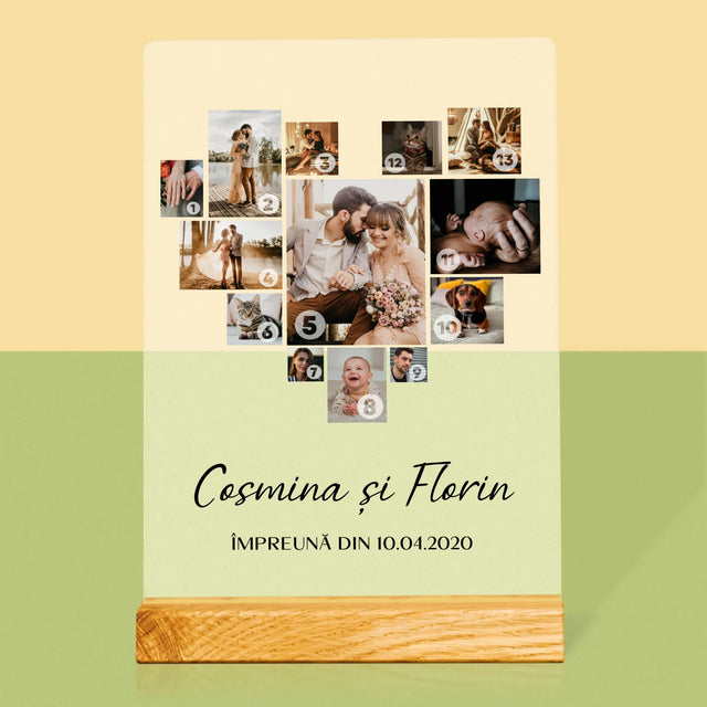 Colaj De Fotografii: Inimă - Colaj Din Fotografii - Imprimare Pe Sticlă Acrilică (Verticală)