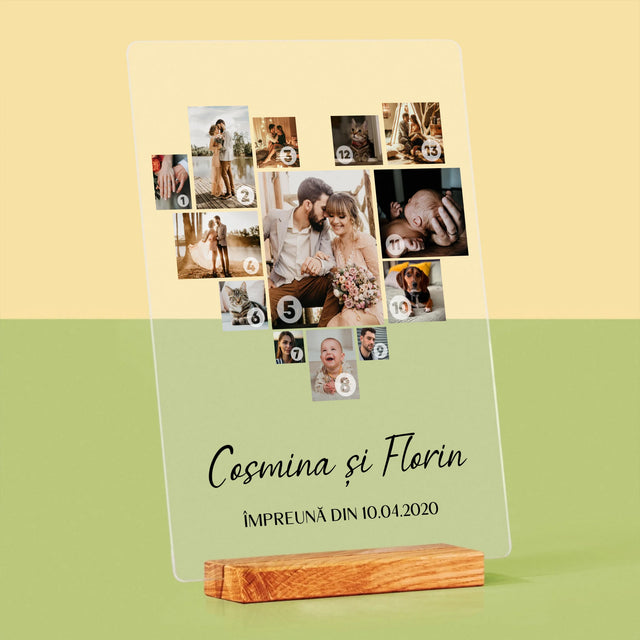 Colaj De Fotografii: Inimă - Colaj Din Fotografii - Imprimare Pe Sticlă Acrilică (Verticală)